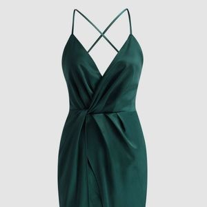 Solid backless twist front midi dress NEW